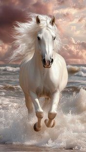 Алмазная мозаика Белая лошадь, 40&times;70 см, полная выкладка, квадратные камни, без подрамника AS407074 фото