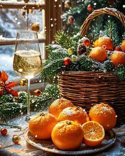 Алмазна мозаїка Свято з мандаринами, 40&times;50 см, повна викладка, квадратні камені, без підрамника AS 45435 фото