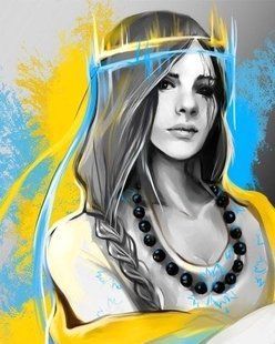 Алмазна мозаїка (вишивка) Дівчина-українка, 40х50см, повна викладка, квадратні камені, на підрамнику AS45144п фото