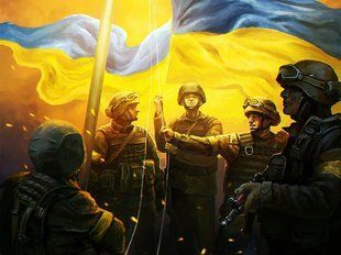 Алмазна мозаїка (вишивка) Воїни України, 45х60см, повна викладка, квадратні камені, без підрамника. AS604514 фото
