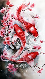 Алмазна мозаїка (вишивка) Коропи коі , 40х70см, повна викладка, квадратні камені, на підрамнику AS407018п фото