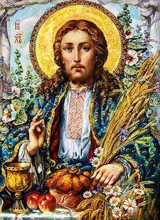 Алмазная мозаика (вышивка) Иисус с колосьями, 40х55 см, полное покрытие, квадратные камни, на подрамнике AS405507п фото