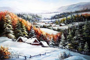 Алмазная мозаика (вышивка) Снежные Карпаты, 40х60см, полная выкладка, квадратные камни, без подрамника. AS4660 фото