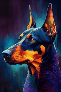Алмазная мозаика на подрамнике Доберман, 20&times;30 см, полная выкладка, квадратные камни, AS 2390П фото