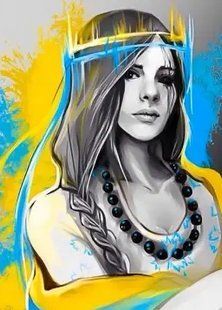 Алмазна мозаїка (вишивка) Патріотична українка, 50х70см, повна викладка, квадратні камені, без підрамника. AS50706  фото