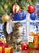 Алмазная мозаика (вышивка) "Котенок у елки", 30х40 см, полная выкладка, квадратные камни, без подрамника. AS35219 фото 1