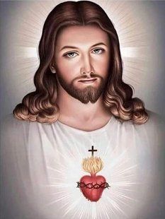 Алмазна мозаїка (вишивка) Серце Ісуса, 30х40см, повна викладка, квадратні камені, без підрамника AS3465 фото