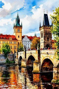 Алмазна мозаїка (вишивка) Карлів міст. Прага, 40&times;60 см, повна викладка, квадратні камені, на підрамнику AS46187П фото