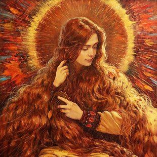 Алмазна мозаїка (вишивка) Дівчина-сонце, 50х50см, повна викладка, квадратні камені, без підрамника. AS5520 фото