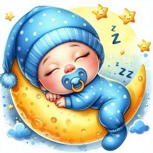 Алмазная мозаика (вышивка) Младенец на луне. Мальчик, 30х30см, полная выкладка, квадратные камни, без подрамника AS 3386 фото
