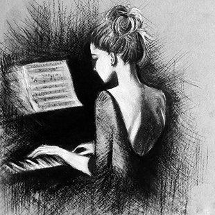 Алмазна мозаїка (вишивка) Дівчина за роялем, 50х50см, повна викладка, квадратні камені, без підрамника. AS5523 фото