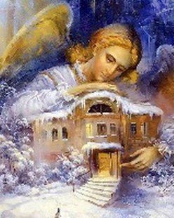 Алмазна мозаїка (вишивка) Янгол-Охоронець дома, 40х50см, повна викладка, квадратні камені, без підрамника AS4582 фото