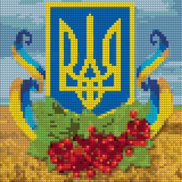 Алмазная мозаика (вышивка) Герб с калиной, 20х20см, полная выкладка, квадратные камни, без подрамника AS2230 фото