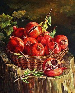 Алмазна мозаїка (вишивка) Гранат у корзині, 40х50см, повна викладка, квадратні камені, на підрамнику AS45128п фото