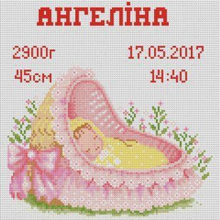 Алмазная мозаика (вышивка) "Метрика для девочки", 30х30см, полная выкладка, квадратные камни, на подрамнике. AS3354п фото